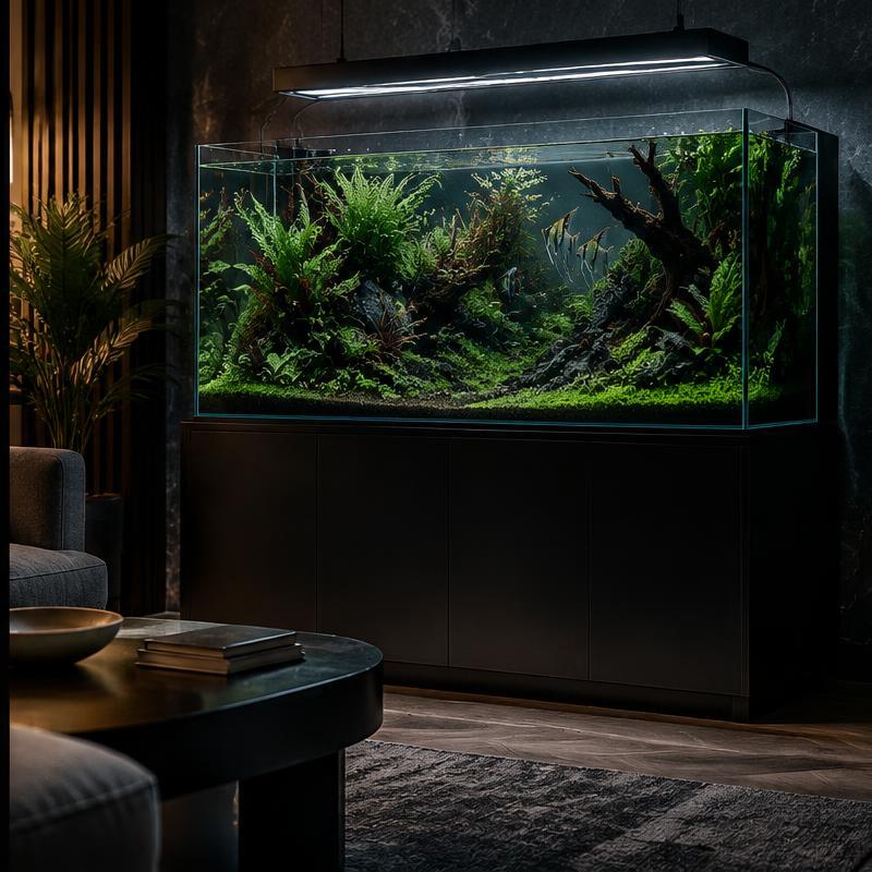 Custom planted aquarium in a contemporary living space